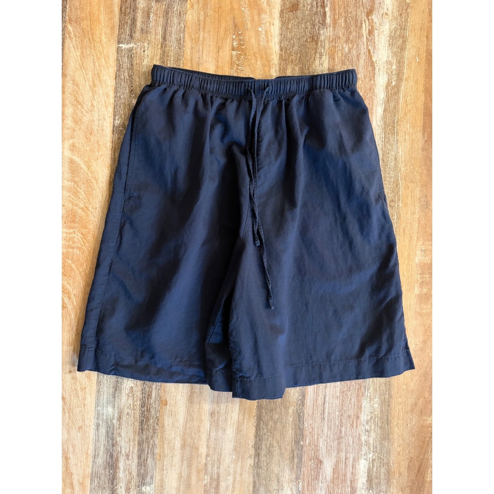 Uniqlo Navy Blue Linen Blend Drawstring Shorts Mens Small 272-485251